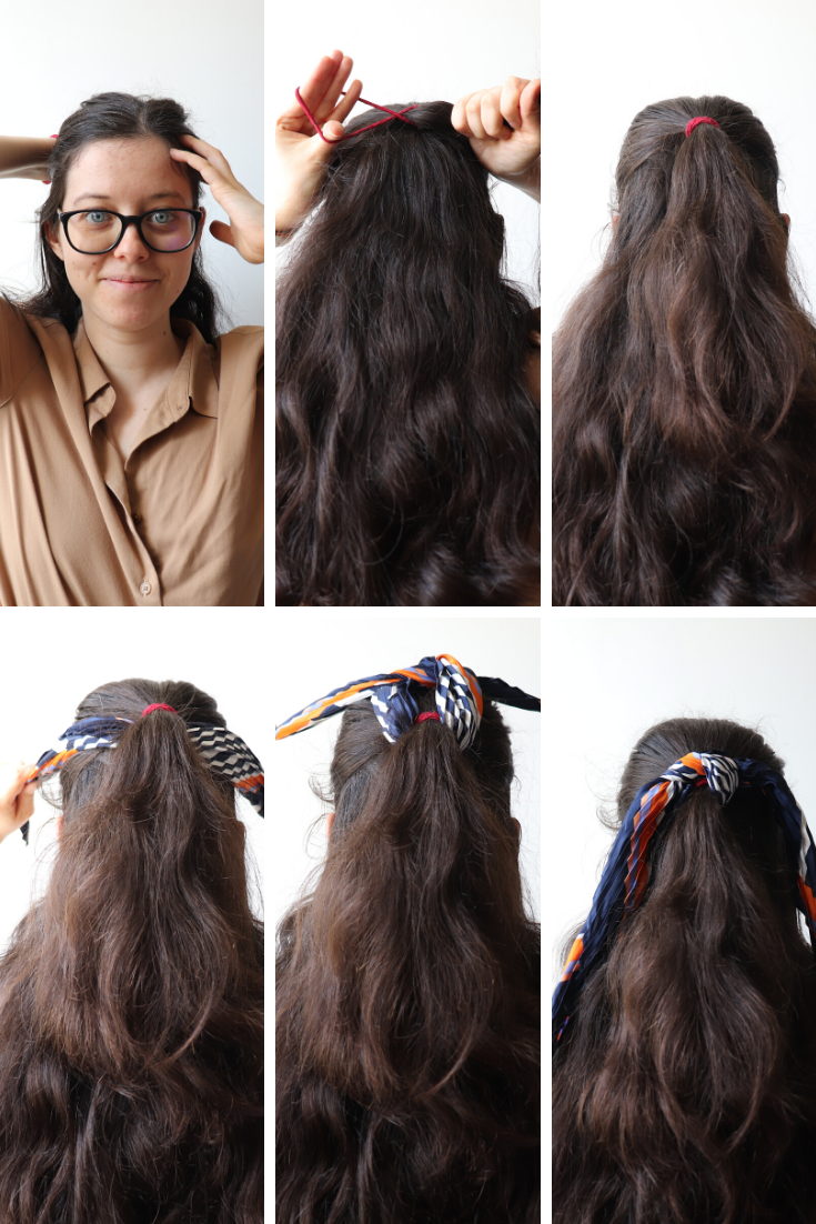 6 façons de nouer un foulard dans les cheveux - demi-queue