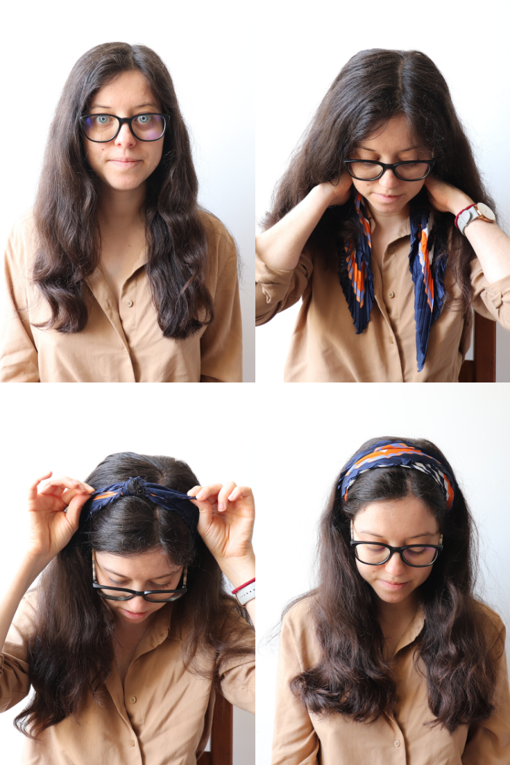 6 façons de nouer un foulard dans les cheveux - bandeau