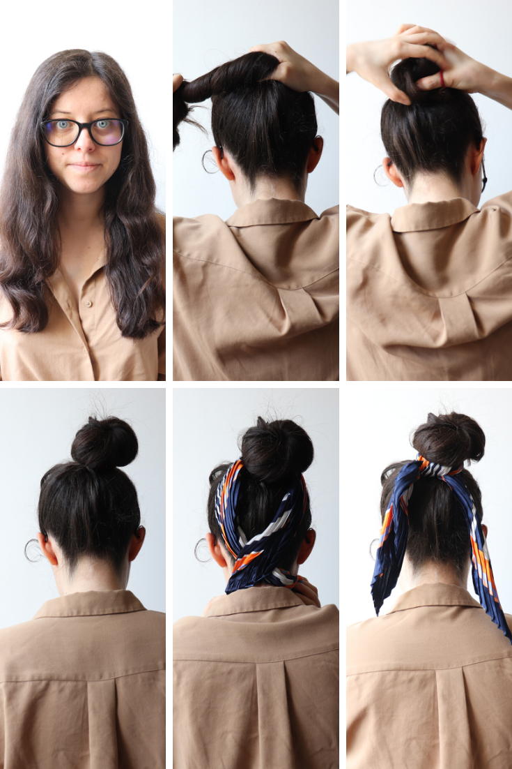 6 façons de nouer un foulard dans les cheveux - chignon