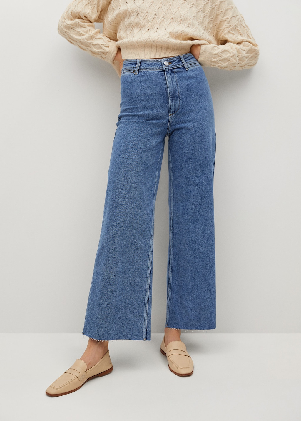 Jupe-culotte jean taille haute Mango