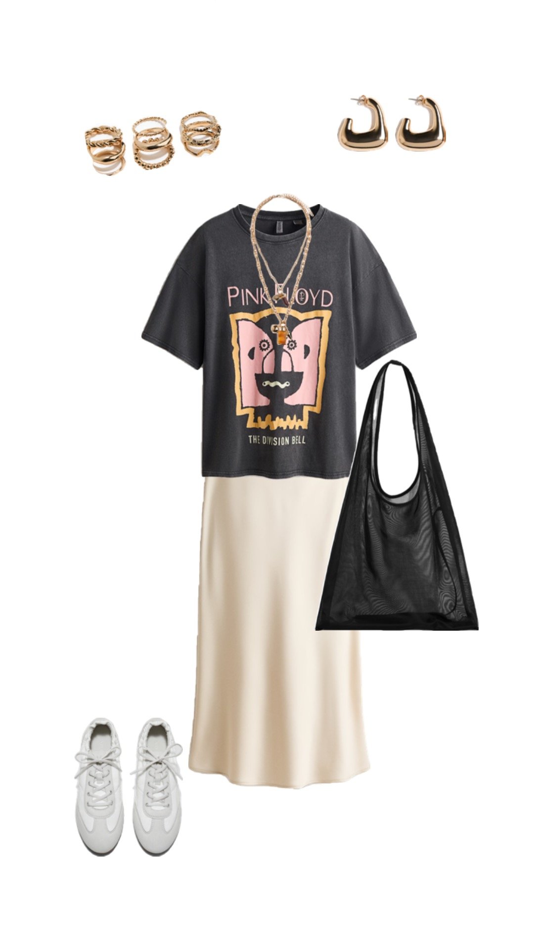 Formule graphic tee + jupe satin&eacute;e