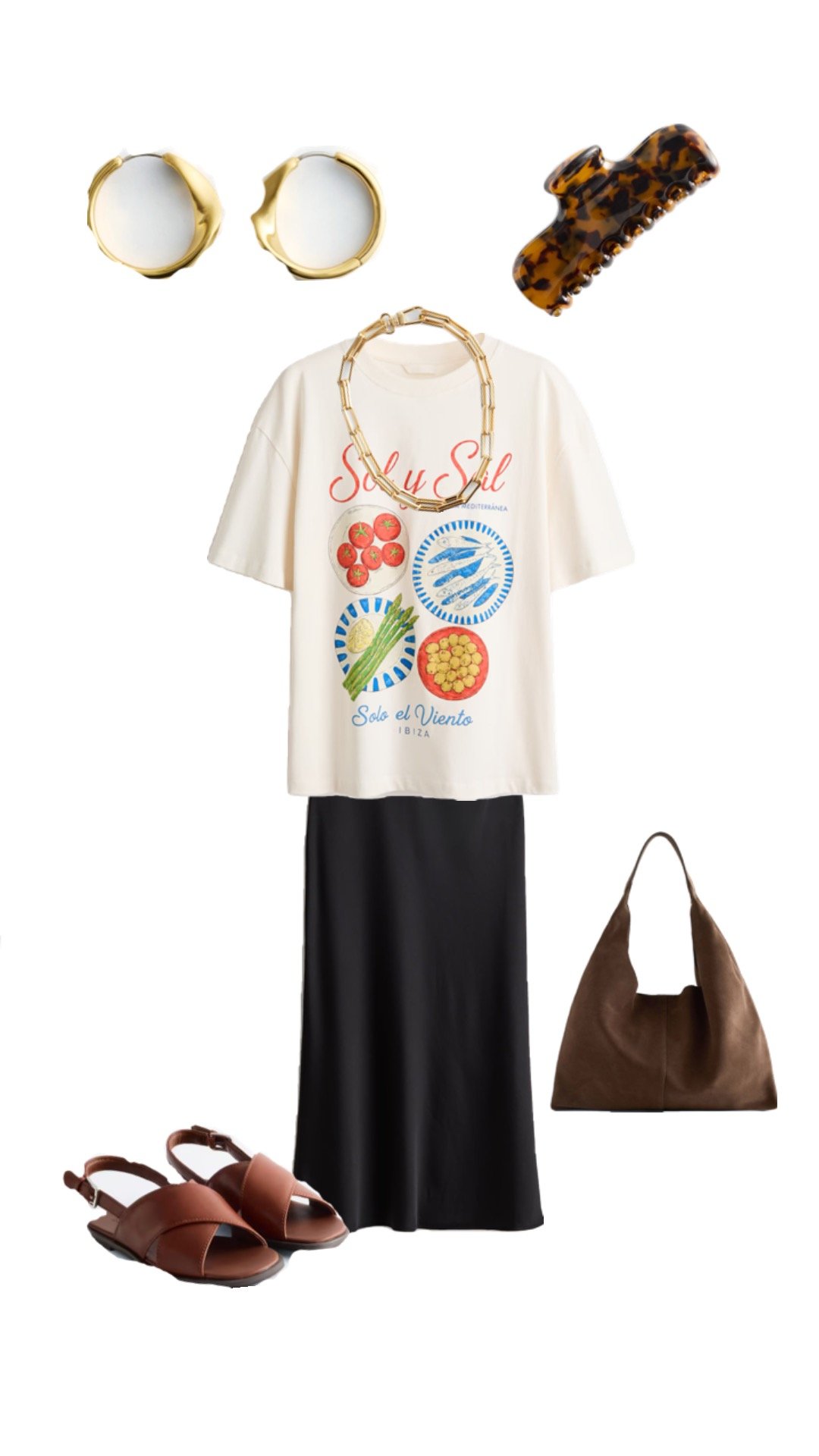 Formule graphic tee + jupe satin&eacute;e